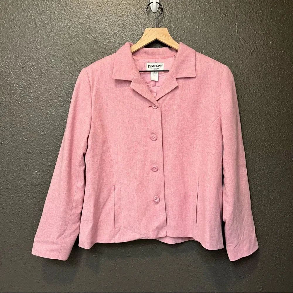 Pendleton Virgin Wool Blazer Pink 16 Petite Office Career Elevated Classic